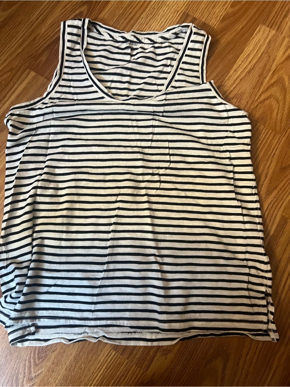 Madewell Black and White Striped Scoop Neck Tank